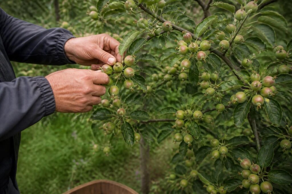 Apfelbaum trägt zu viele kleine Früchte: Warum Ausdünnen im Juli noch immer sinnvoll sein kann