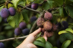 Pflaumen faulen direkt am Baum: Diese Früchte müssen entfernt werden, bevor sich der Pilz weiter ausbreitet
