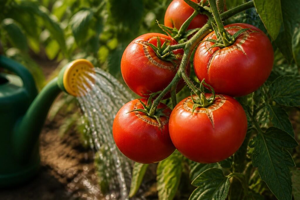 Tomaten bekommen feine Risse rund um den Stiel: Diese Gießgewohnheit ist Ende Juli oft der Auslöser